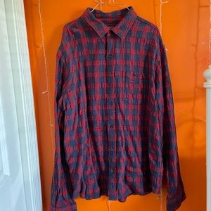 dark red plaid buttoned down top